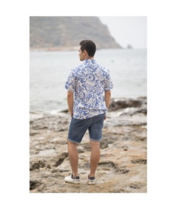 Isla Bonita By SIGRIS Camisa de Hombre de Algodón con Estampado de Hoja