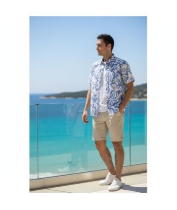 Isla Bonita By SIGRIS Camisa de Hombre de Algodón con Estampado de Hoja