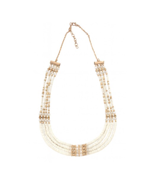 Isla Bonita By SIGRIS Collar Bohemio de 100% Algodón con Detalles Dorados