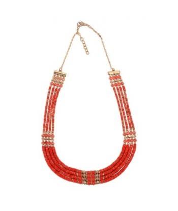 Isla Bonita By SIGRIS Collar de Algodón Rojo con Detalles Dorados