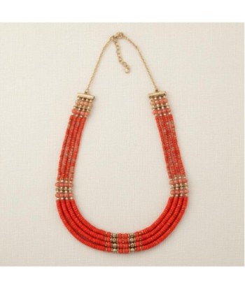 Isla Bonita By SIGRIS Collar de Algodón Rojo con Detalles Dorados
