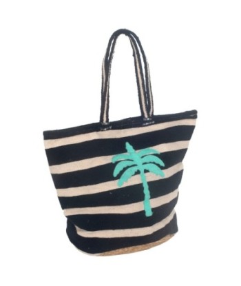 Isla Bonita By SIGRIS Bolso de Playa de Algodón y Yute con Diseño de Palma