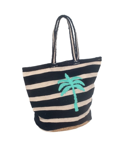 Isla Bonita By SIGRIS Bolso de Playa de Algodón y Yute con Diseño de Palma
