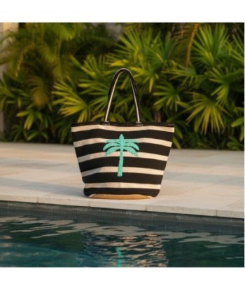 Isla Bonita By SIGRIS Bolso de Playa de Algodón y Yute con Diseño de Palma