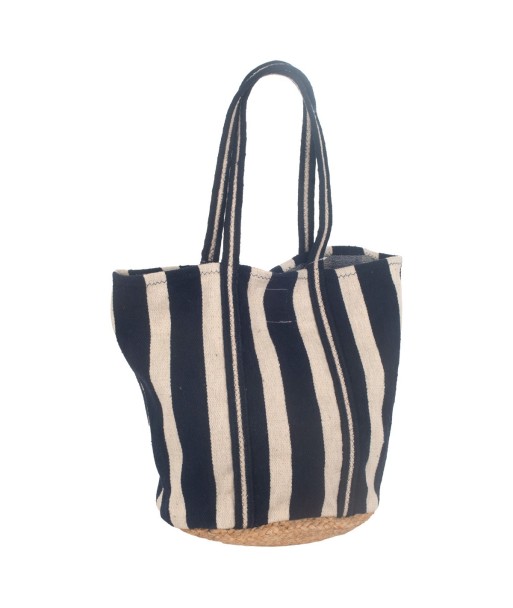 Isla Bonita By SIGRIS Bolso de Algodón y Yute con Rayas Navy