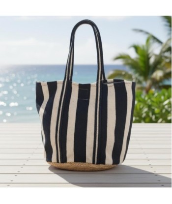 Isla Bonita By SIGRIS Bolso de Algodón y Yute con Rayas Navy