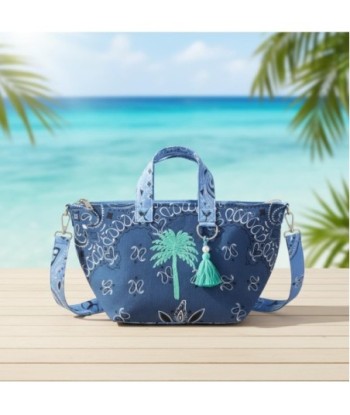 Isla Bonita By SIGRIS Bolso de Algodón Estilo Bandana con Detalle de Palma
