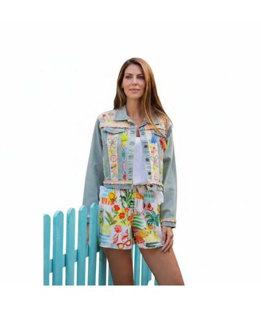 Isla Bonita By SIGRIS Chaqueta de Algodón con Bordados Coloridos