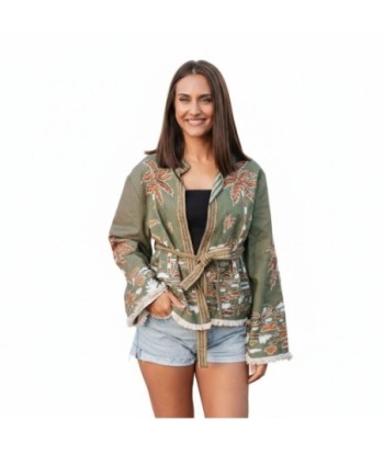 Isla Bonita By SIGRIS Chaqueta de Algodón Bordada con Cinturón
