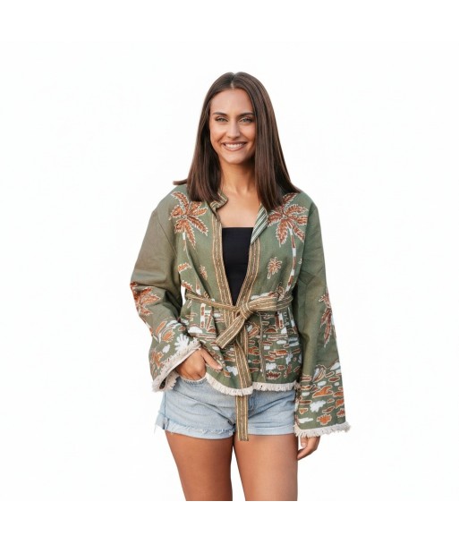 Isla Bonita By SIGRIS Chaqueta de Algodón Bordada con Cinturón