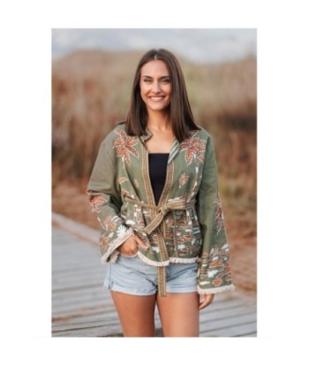 Isla Bonita By SIGRIS Chaqueta de Algodón Bordada con Cinturón