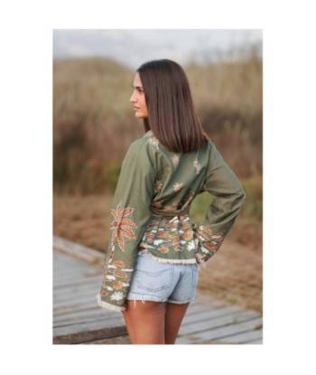 Isla Bonita By SIGRIS Chaqueta de Algodón Bordada con Cinturón