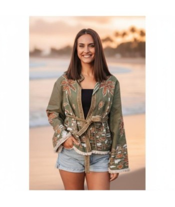 Isla Bonita By SIGRIS Chaqueta de Algodón Bordada con Cinturón