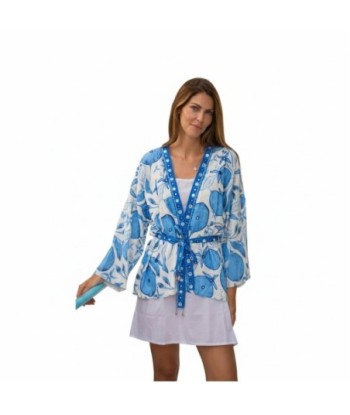 Isla Bonita By SIGRIS Chaqueta de Algodón con Diseño Floral Azul