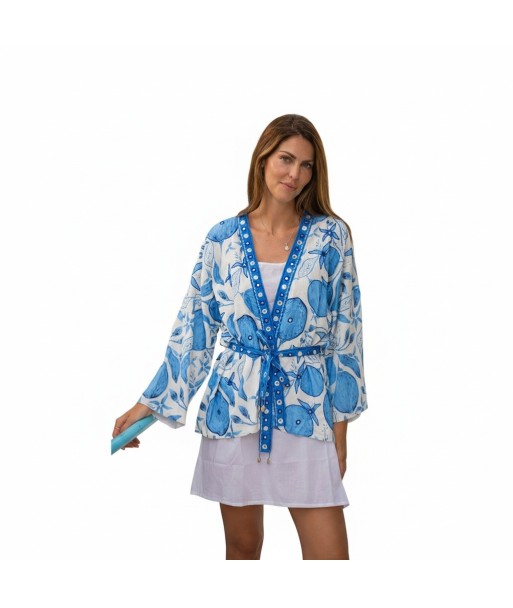 Isla Bonita By SIGRIS Chaqueta de Algodón con Diseño Floral Azul