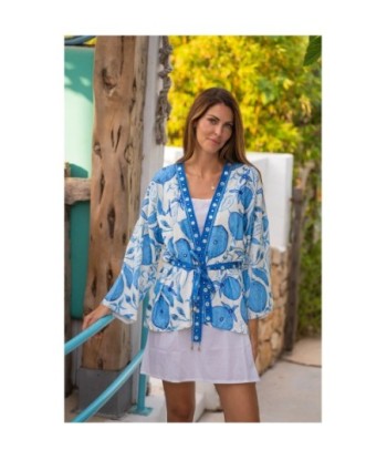 Isla Bonita By SIGRIS Chaqueta de Algodón con Diseño Floral Azul