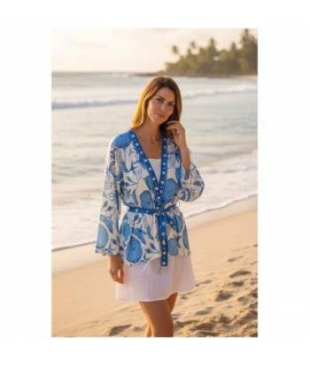 Isla Bonita By SIGRIS Chaqueta de Algodón con Diseño Floral Azul