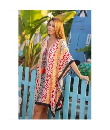 Isla Bonita By SIGRIS Poncho de Algodón Colorido con Detalle de Borlas