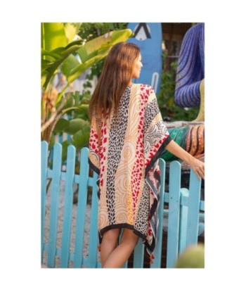 Isla Bonita By SIGRIS Poncho de Algodón Colorido con Detalle de Borlas