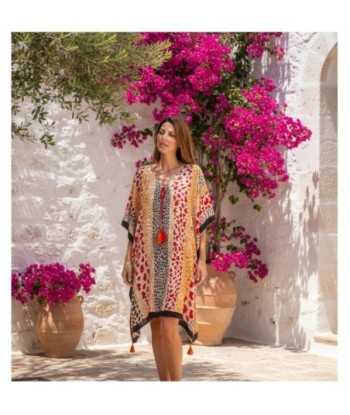 Isla Bonita By SIGRIS Poncho de Algodón Colorido con Detalle de Borlas