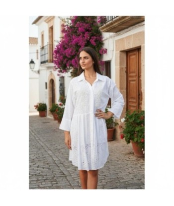 Isla Bonita By SIGRIS Vestido Camisero de Algodón 100% con Detalles Bordados