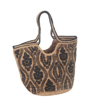 Isla Bonita By SIGRIS Bolso de Yute con Diseño Floral en Negro
