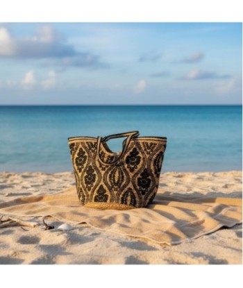 Isla Bonita By SIGRIS Bolso de Yute con Diseño Floral en Negro