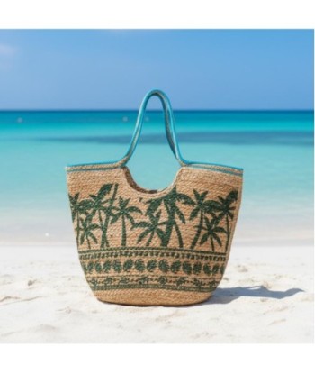 Isla Bonita By SIGRIS Bolso de Yute Natural con Asas Trenzadas Azul