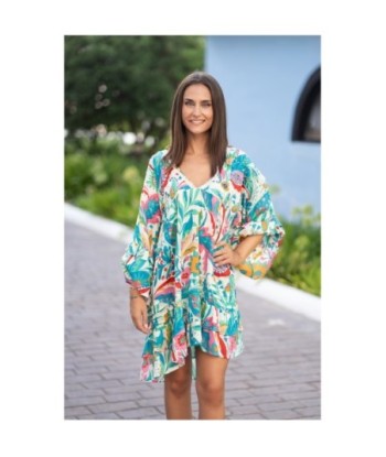 Vestido Corto Verde Étnico para Mujer - Moda Tropical, Elegante y Versátil - Perfecto para Fiesta y Ocasiones