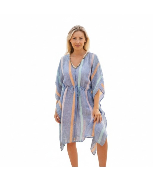 Isla Bonita By SIGRIS Poncho de Algodón con Rayas Multicolores