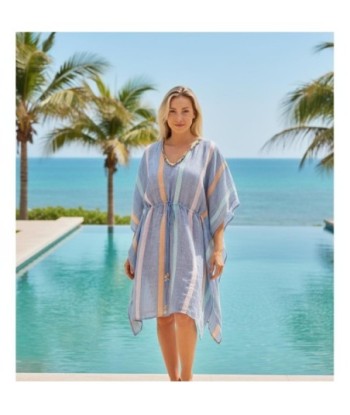 Isla Bonita By SIGRIS Poncho de Algodón con Rayas Multicolores