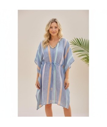 Isla Bonita By SIGRIS Poncho de Algodón con Rayas Multicolores