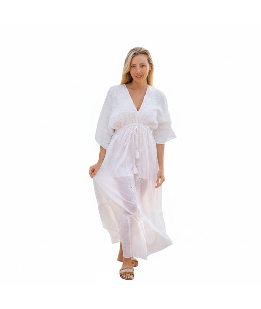 Isla Bonita By SIGRIS Vestido Largo de Verano 100% Algodón con Detalles Bordados