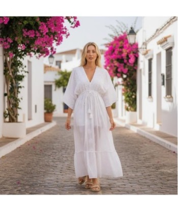 Isla Bonita By SIGRIS Vestido Largo de Verano 100% Algodón con Detalles Bordados