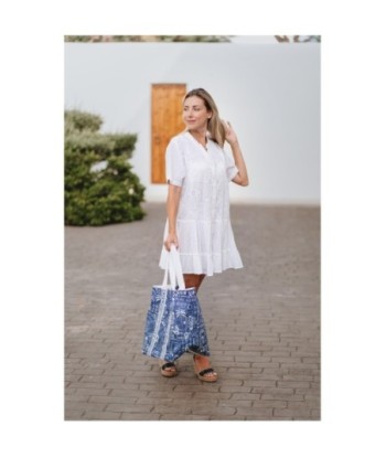 Isla Bonita By SIGRIS Vestido Corto de Algodón Blanco con Detalles Bordados