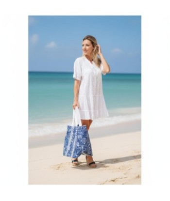Isla Bonita By SIGRIS Vestido Corto de Algodón Blanco con Detalles Bordados