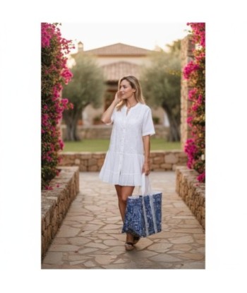 Isla Bonita By SIGRIS Vestido Corto de Algodón Blanco con Detalles Bordados