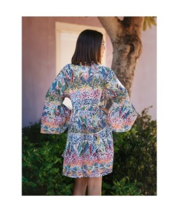 Vestido Corto Verde Estampado para Mujer - Moda Isla Bonita - Vestido Elegante de Algodón con Manga ¾ para Ocasiones