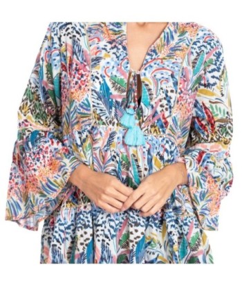 Vestido Corto Verde Estampado para Mujer - Moda Isla Bonita - Vestido Elegante de Algodón con Manga ¾ para Ocasiones