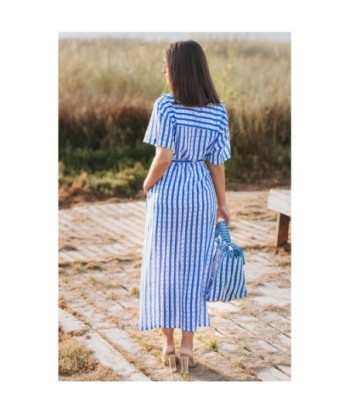 Isla Bonita By SIGRIS Vestido Camisero de Algodón 100% con Estampado Floral Azul