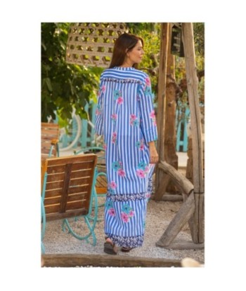 Isla Bonita By SIGRIS Vestido Largo de Algodón con Estampado Floral y Rayas