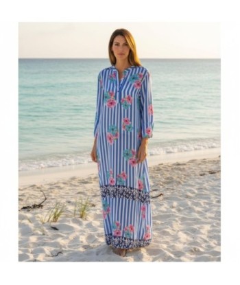 Isla Bonita By SIGRIS Vestido Largo de Algodón con Estampado Floral y Rayas