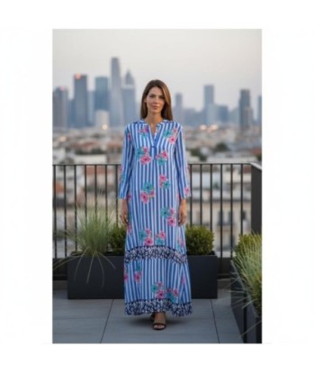 Isla Bonita By SIGRIS Vestido Largo de Algodón con Estampado Floral y Rayas
