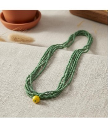 Isla Bonita By SIGRIS Collar de Algodón Verde con Detalle Amarillo