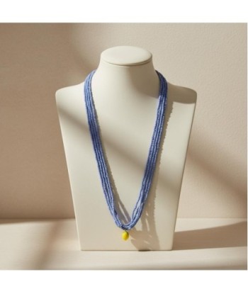 Isla Bonita By SIGRIS Collar de Algodón Azul con Detalle Amarillo