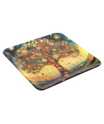 Plato Árbol Vida de Vidrio Decorativo - Estilo Moderno