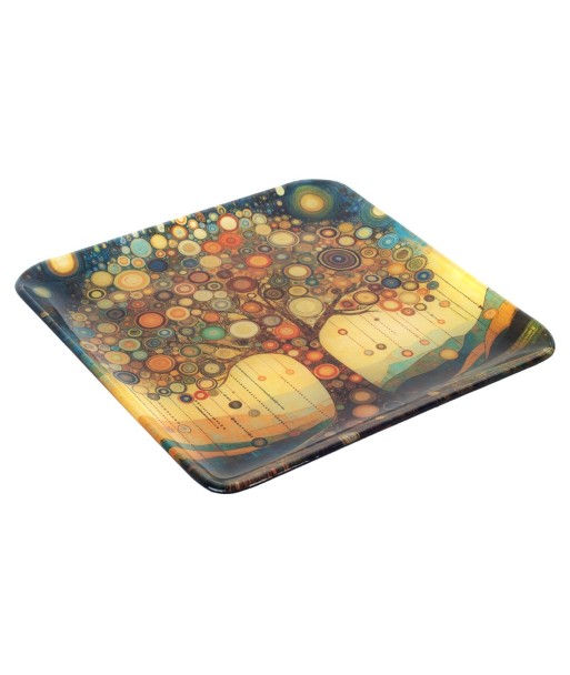 Plato Árbol Vida de Vidrio Decorativo - Estilo Moderno