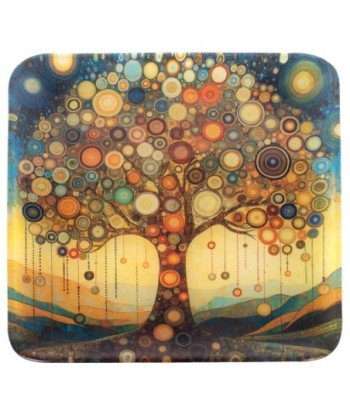 Plato Árbol Vida de Vidrio Decorativo - Estilo Moderno