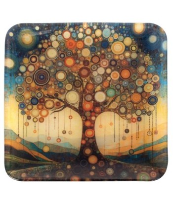 Plato Arbol Vida de Vidrio - Diseño Moderno y Colorido