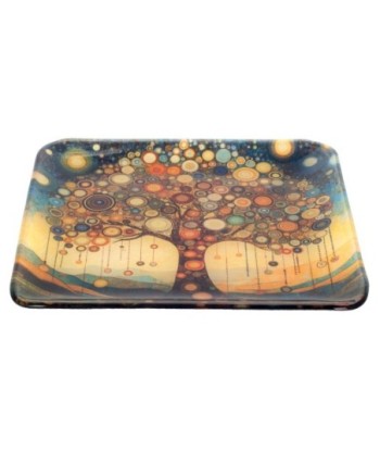 Plato Arbol Vida de Vidrio - Diseño Moderno y Colorido